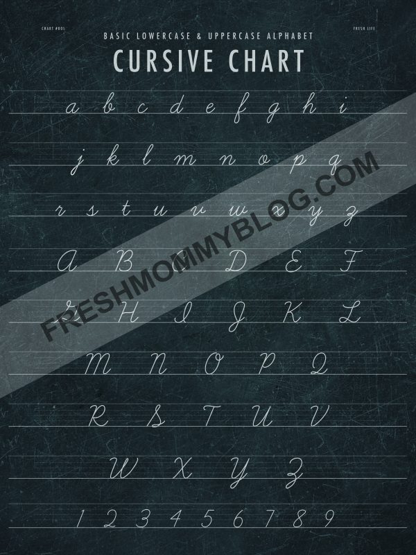 Cursive Chart Art Print Download - Lowercase and Uppercase