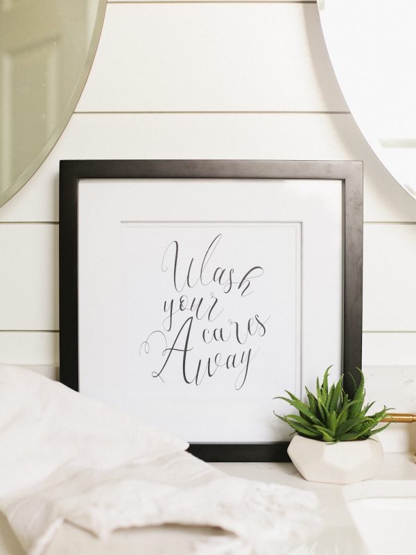 wash your cares away bathroom art preview