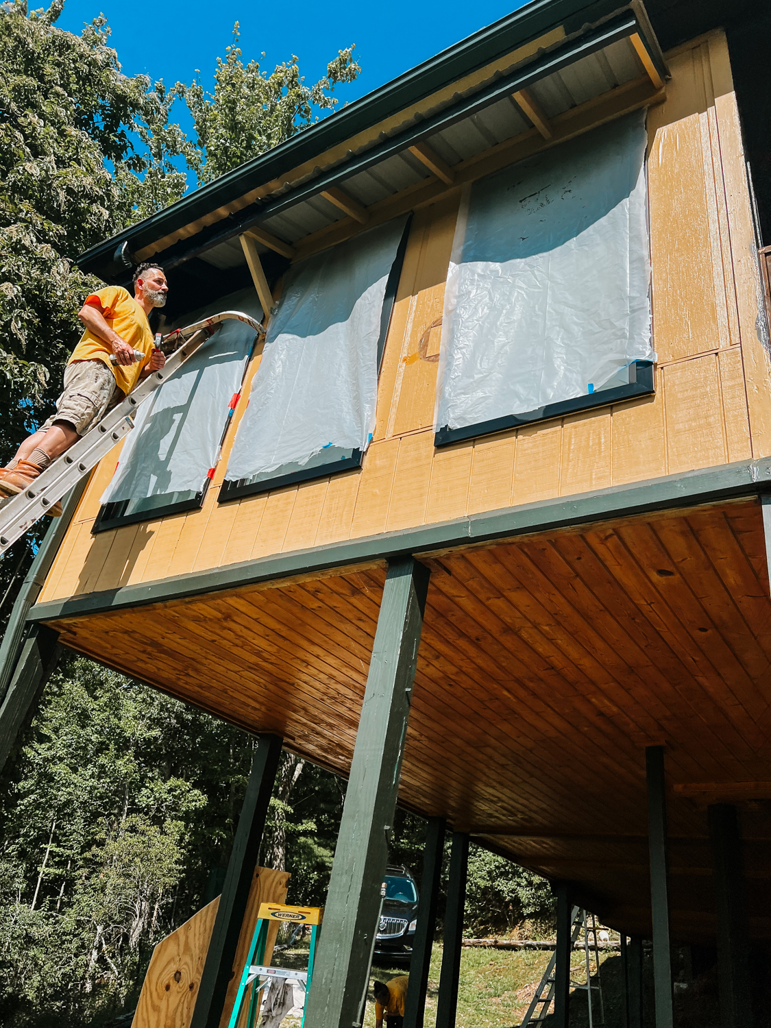 Our painting process for the exterior of our cabin in Andrews North Carolina