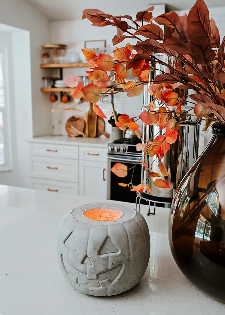 Fall pumpkin home decor - an easy DIY Cement Pumpkin