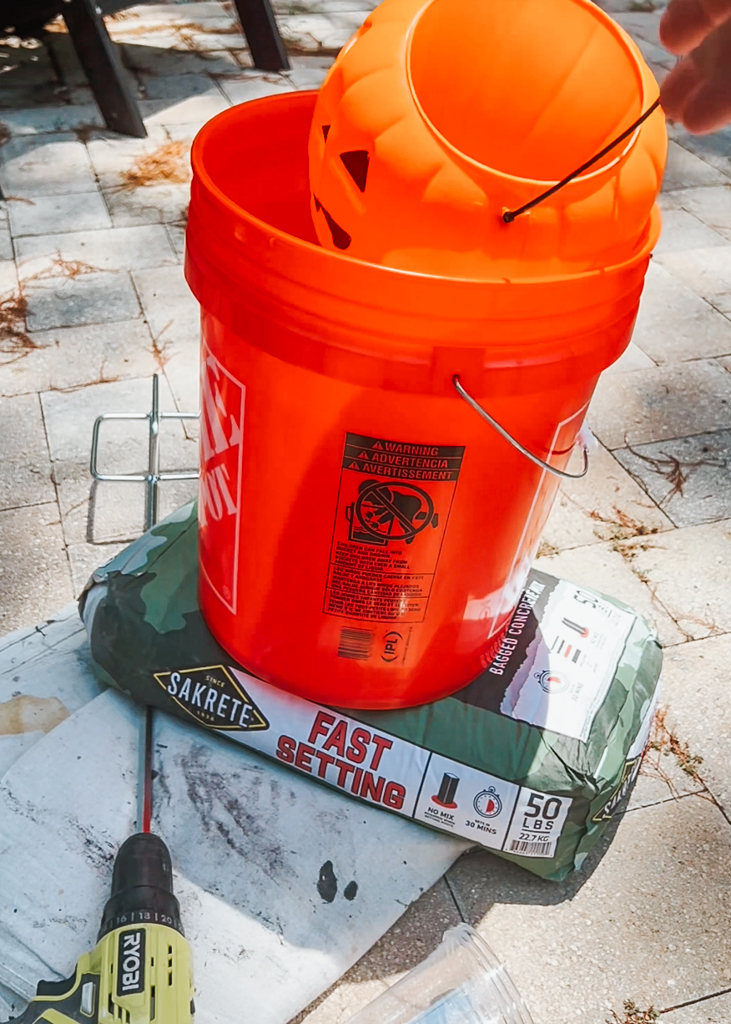 Everything you need on hand to make your own DIY cement Pumpkin