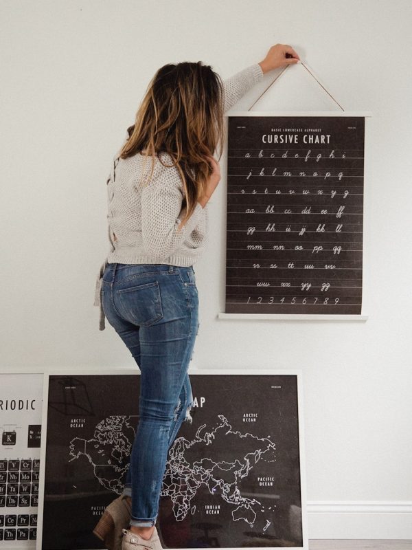 Cursive Chart School Room Art Print Download