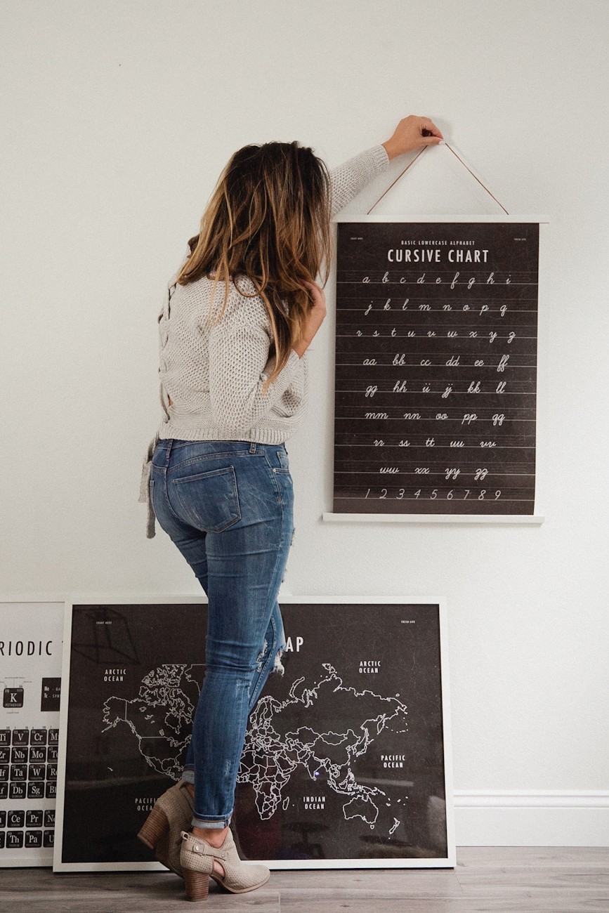 Cursive Chart School Room Art Print Download