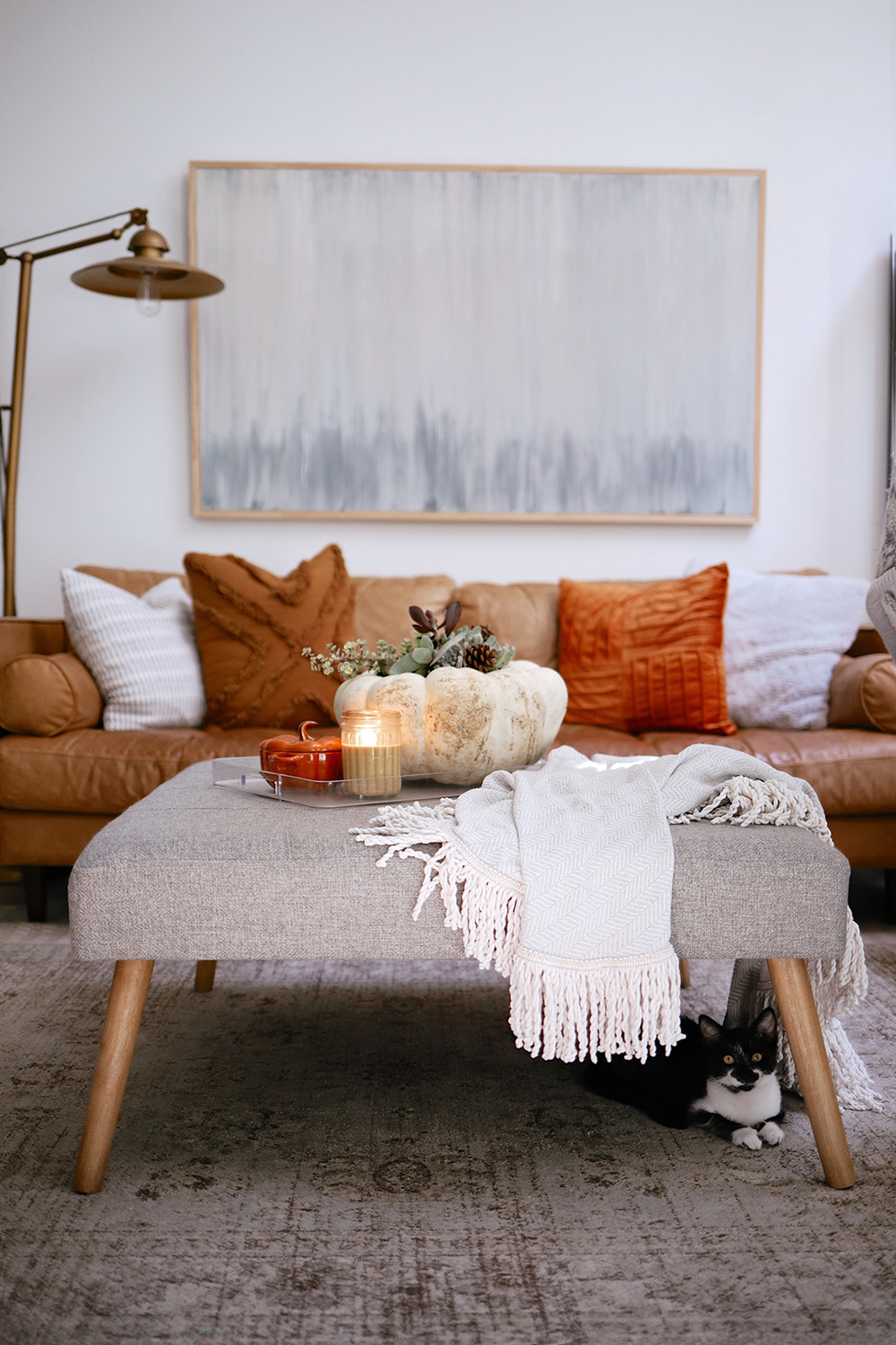 How to Make a Pumpkin Succulent Centerpiece, a tutorial featured by top US home blogger, Fresh Mommy Blog