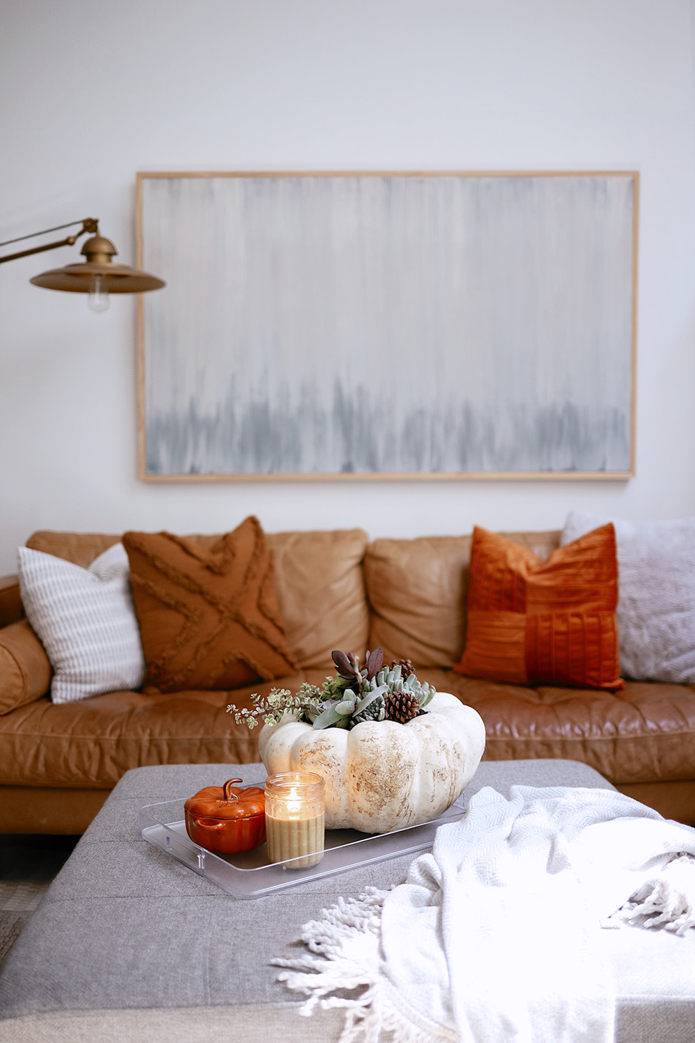 How to Make a Pumpkin Succulent Centerpiece, a tutorial featured by top US home blogger, Fresh Mommy Blog