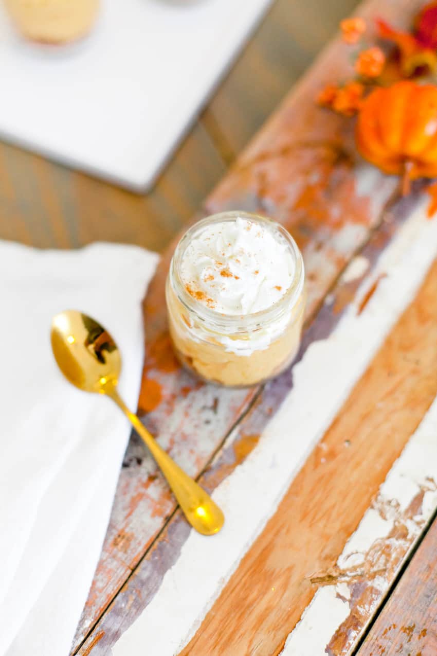 The best No Bake Pumpkin Cheesecake combines some of our favorite flavors of fall in a dish that's so simple to whip up, rich and creamy! Serve it in jars for an easy individual sharing.