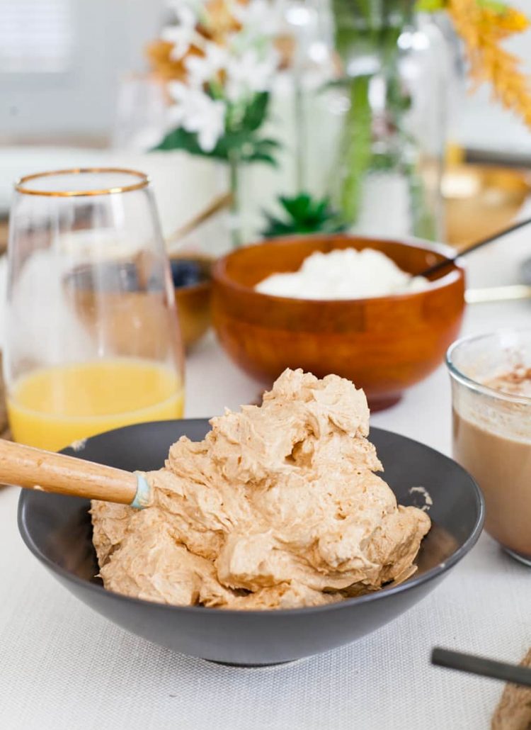 A deliciously creamy whipped cinnamon pumpkin butter that is delicious on everything from toast, waffles, rolls and more. Serve it at your Thanksgiving table, your fall holiday party or feast, at breakfast, lunch or dinner!