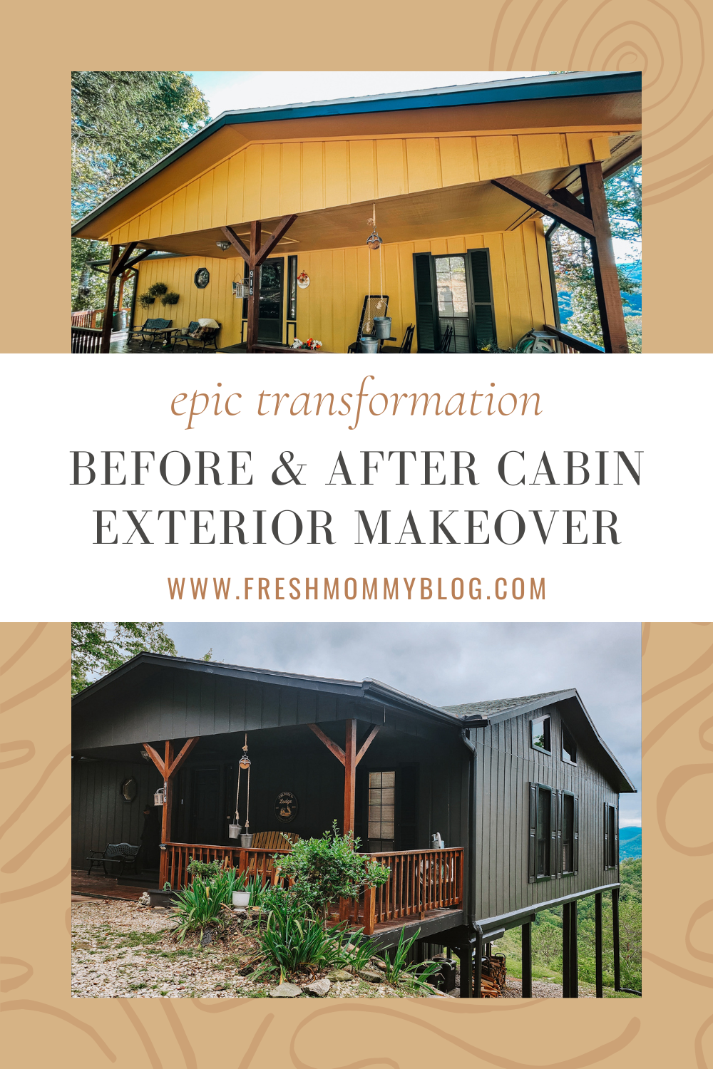 Epic Before and After Cabin Exterior Makeover with Just Paint